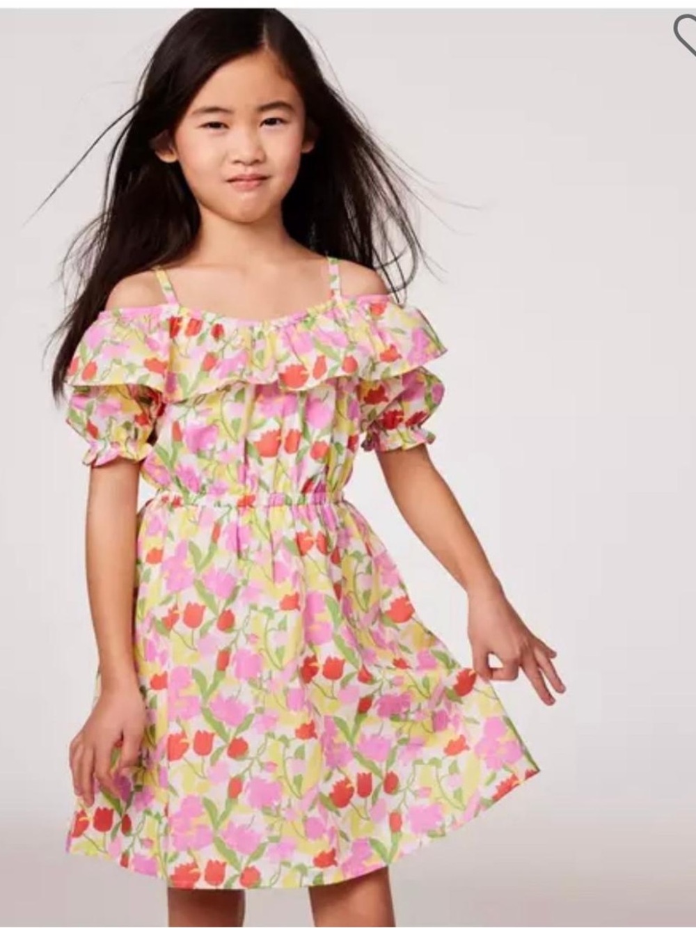 Janie and Jack Pink Floral Off-Shoulder Sundress
